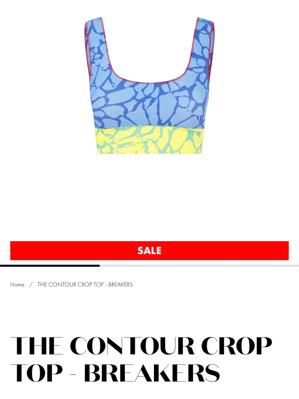 Free People Contour Crop Top in Blue and Yellow Breakers Print